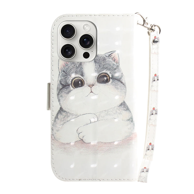 For iPhone 16 Pro Max 3D Colored Horizontal Flip Leather Phone Case(Cute Cat) - iPhone 16 Pro Max Cases by PMC Jewellery | Online Shopping South Africa | PMC Jewellery | Buy Now Pay Later Mobicred