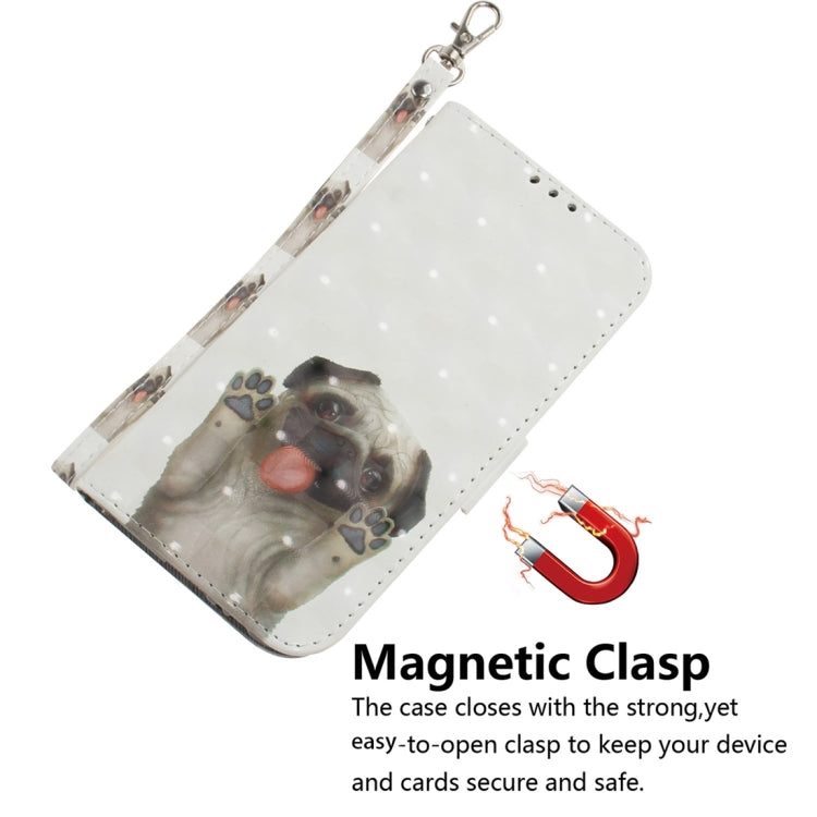 For Motorola Edge 2024 3D Colored Flip Leather Phone Case(Pug) - Motorola Cases by PMC Jewellery | Online Shopping South Africa | PMC Jewellery | Buy Now Pay Later Mobicred