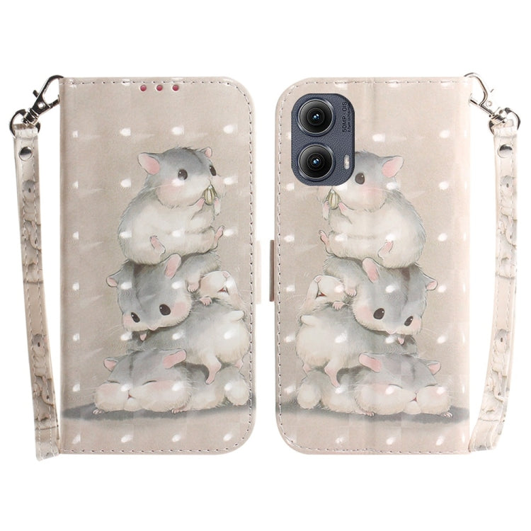 For Motorola Edge 2024 3D Colored Flip Leather Phone Case(Squirrels) - Motorola Cases by PMC Jewellery | Online Shopping South Africa | PMC Jewellery | Buy Now Pay Later Mobicred
