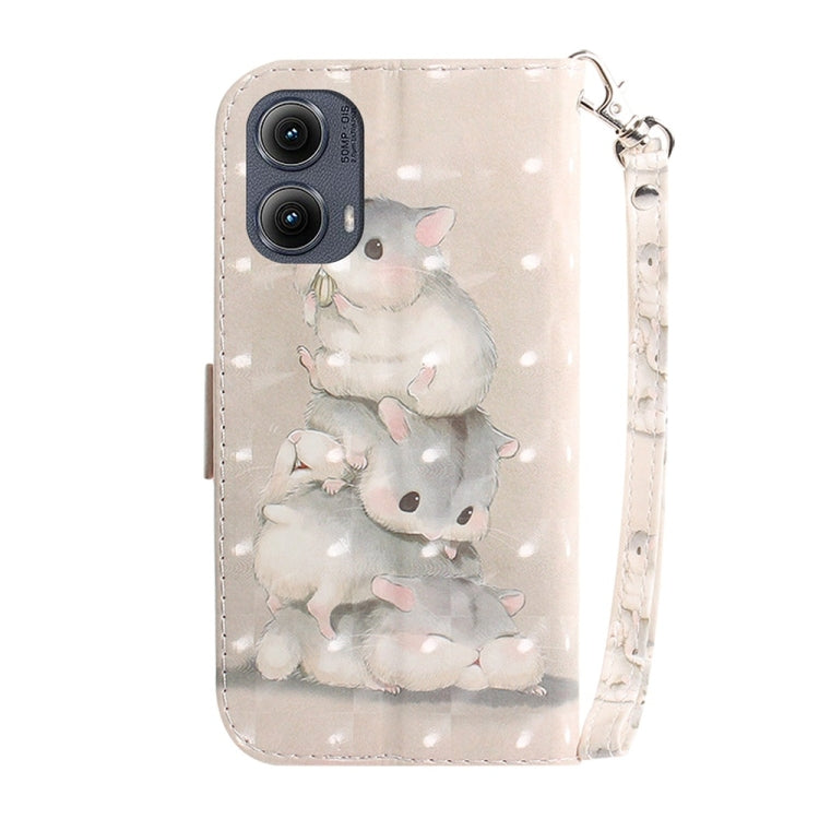 For Motorola Edge 2024 3D Colored Flip Leather Phone Case(Squirrels) - Motorola Cases by PMC Jewellery | Online Shopping South Africa | PMC Jewellery | Buy Now Pay Later Mobicred