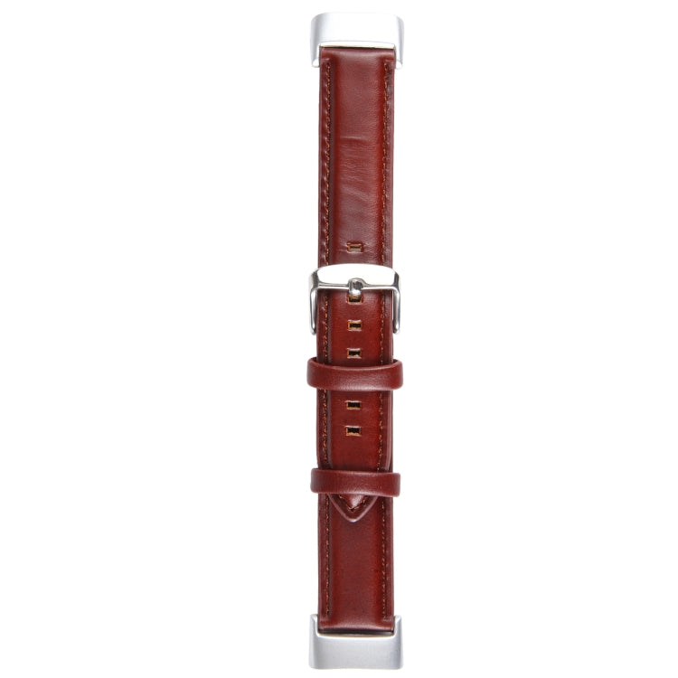 For Fitbit Charge 5 18mm Bamboo Joint Texture Genuine Leather Watch Band(Wine Red) - Watch Bands by PMC TechLife | Online Shopping South Africa | PMC TechLife | Buy Now Pay Later Mobicred