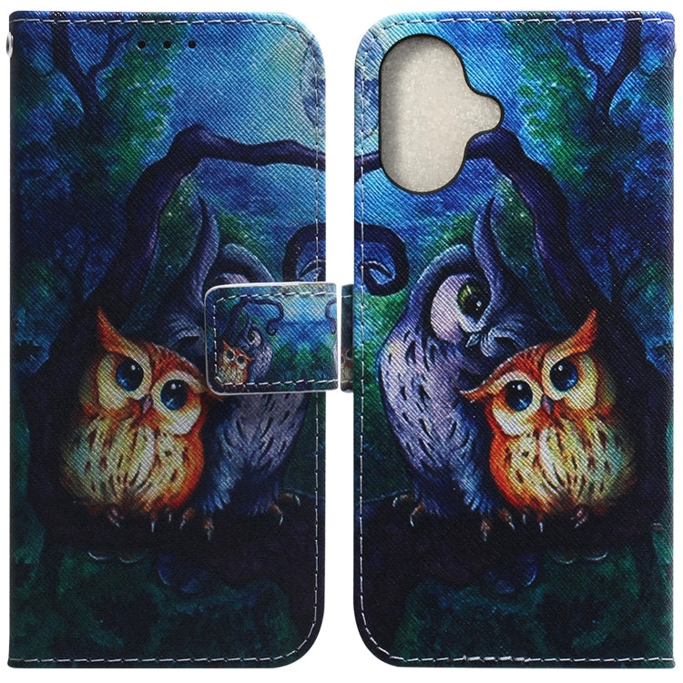 For iPhone 16 Coloured Drawing Flip Leather Phone Case(Oil Painting Owl) - iPhone 16 Cases by PMC Jewellery | Online Shopping South Africa | PMC Jewellery | Buy Now Pay Later Mobicred