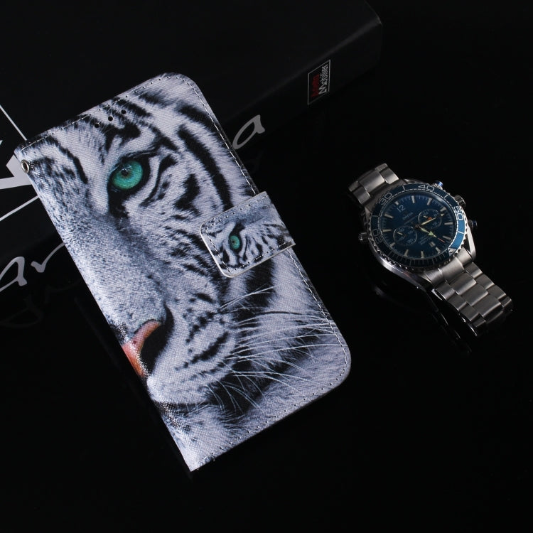 For iPhone 16 Coloured Drawing Flip Leather Phone Case(Tiger) - iPhone 16 Cases by PMC Jewellery | Online Shopping South Africa | PMC Jewellery | Buy Now Pay Later Mobicred