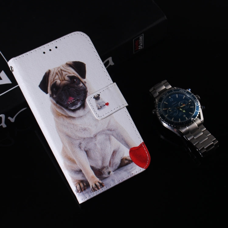 For iPhone 16 Plus Coloured Drawing Flip Leather Phone Case(Pug) - iPhone 16 Plus Cases by PMC TechLife | Online Shopping South Africa | PMC TechLife | Buy Now Pay Later Mobicred