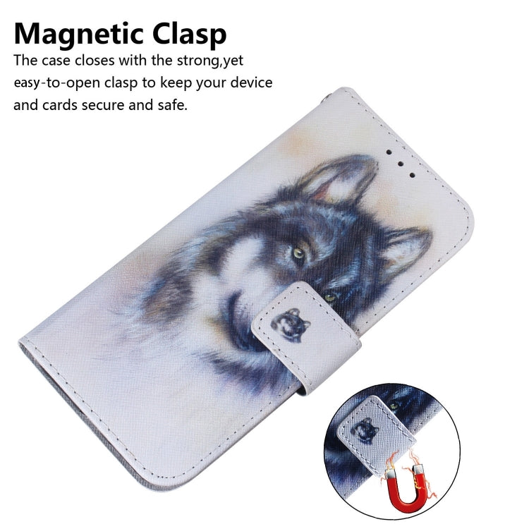 For iPhone 16 Pro Max Coloured Drawing Flip Leather Phone Case(White Wolf) - iPhone 16 Pro Max Cases by PMC TechLife | Online Shopping South Africa | PMC TechLife | Buy Now Pay Later Mobicred