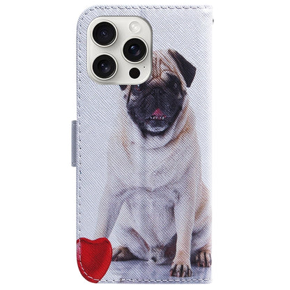 For iPhone 16 Pro Max Coloured Drawing Flip Leather Phone Case(Pug) - iPhone 16 Pro Max Cases by PMC Jewellery | Online Shopping South Africa | PMC Jewellery | Buy Now Pay Later Mobicred