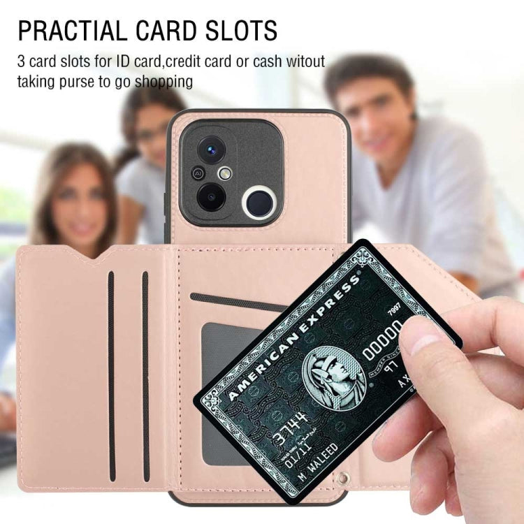 For Xiaomi Redmi 12C / 11A Skin Feel PU + TPU + PC Card Slots Phone Case(Rose Gold) - Xiaomi Cases by PMC Jewellery | Online Shopping South Africa | PMC Jewellery | Buy Now Pay Later Mobicred