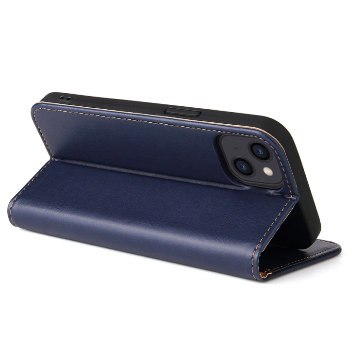 For iPhone 15 Fierre Shann PU Genuine Leather Texture Phone Case(Blue) - iPhone 15 Cases by FIERRE SHANN | Online Shopping South Africa | PMC Jewellery | Buy Now Pay Later Mobicred