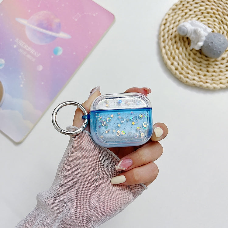 For AirPods 3 Transparent Glitter Bluetooth Earphone Protective Case(Dark Blue) - For AirPods 3 by PMC Jewellery | Online Shopping South Africa | PMC Jewellery | Buy Now Pay Later Mobicred