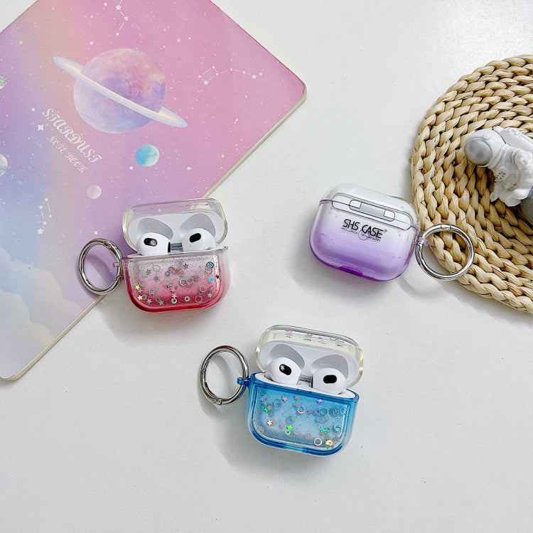 For AirPods 3 Transparent Glitter Bluetooth Earphone Protective Case(Purple) - For AirPods 3 by PMC Jewellery | Online Shopping South Africa | PMC Jewellery | Buy Now Pay Later Mobicred