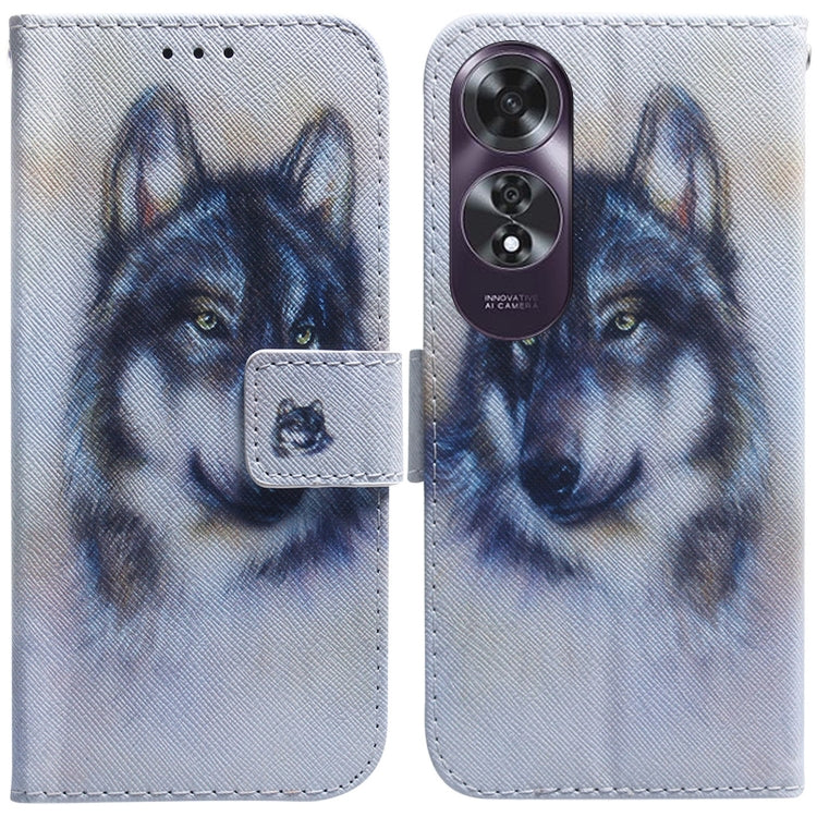 For OPPO A60 4G Coloured Drawing Flip Leather Phone Case(White Wolf) - OPPO Cases by PMC Jewellery | Online Shopping South Africa | PMC Jewellery | Buy Now Pay Later Mobicred