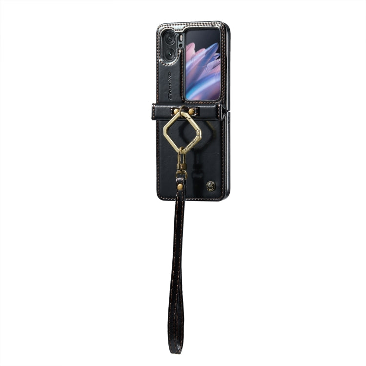 For OPPO Find N2 Flip CaseMe 003 Crazy Horse Texture Leather Phone Case with Ring Holder(Black) - OPPO Cases by CaseMe | Online Shopping South Africa | PMC Jewellery | Buy Now Pay Later Mobicred