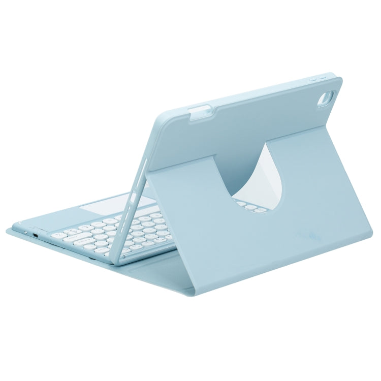 For iPad 10.2 2021 / Air 2019 Round Button 360 Degree Rotatable Bluetooth Keyboard Leather Case with Touchpad(Sky Blue) - Universal by PMC TechLife | Online Shopping South Africa | PMC TechLife