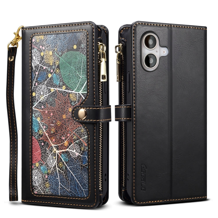 For iPhone 16 Plus ESEBLE Star Series Lanyard Zipper Wallet RFID Leather Case(Black) - iPhone 16 Plus Cases by ESEBLE | Online Shopping South Africa | PMC TechLife | Buy Now Pay Later Mobicred