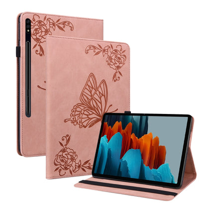 For Samsung Galaxy Tab S9 Butterfly Flower Embossed Leather Tablet Case(Rose Gold) - Galaxy Tab S9 Cases by PMC Jewellery | Online Shopping South Africa | PMC Jewellery | Buy Now Pay Later Mobicred