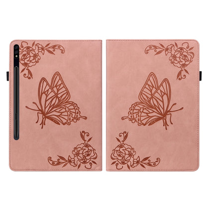 For Samsung Galaxy Tab S9 Butterfly Flower Embossed Leather Tablet Case(Rose Gold) - Galaxy Tab S9 Cases by PMC Jewellery | Online Shopping South Africa | PMC Jewellery | Buy Now Pay Later Mobicred