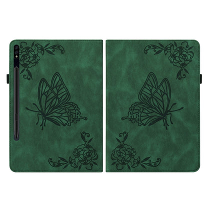 For Samsung Galaxy Tab S9+ Butterfly Flower Embossed Leather Tablet Case(Green) - Galaxy Tab S9+ Cases by PMC Jewellery | Online Shopping South Africa | PMC Jewellery | Buy Now Pay Later Mobicred