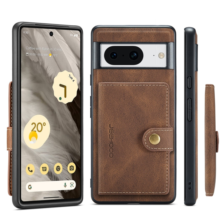 For Google Pixel 8 JEEHOOD Retro Magnetic Detachable Wallet Phone Case(Brown) - Google Cases by JEEHOOD | Online Shopping South Africa | PMC Jewellery