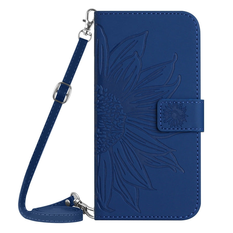 For Google Pixel 9 Pro Skin Feel Sun Flower Embossed Flip Leather Phone Case with Lanyard(Dark Blue) - Google Cases by PMC Jewellery | Online Shopping South Africa | PMC Jewellery | Buy Now Pay Later Mobicred