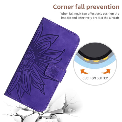 For Google Pixel 9 Pro Skin Feel Sun Flower Embossed Flip Leather Phone Case with Lanyard(Dark Purple) - Google Cases by PMC Jewellery | Online Shopping South Africa | PMC Jewellery | Buy Now Pay Later Mobicred