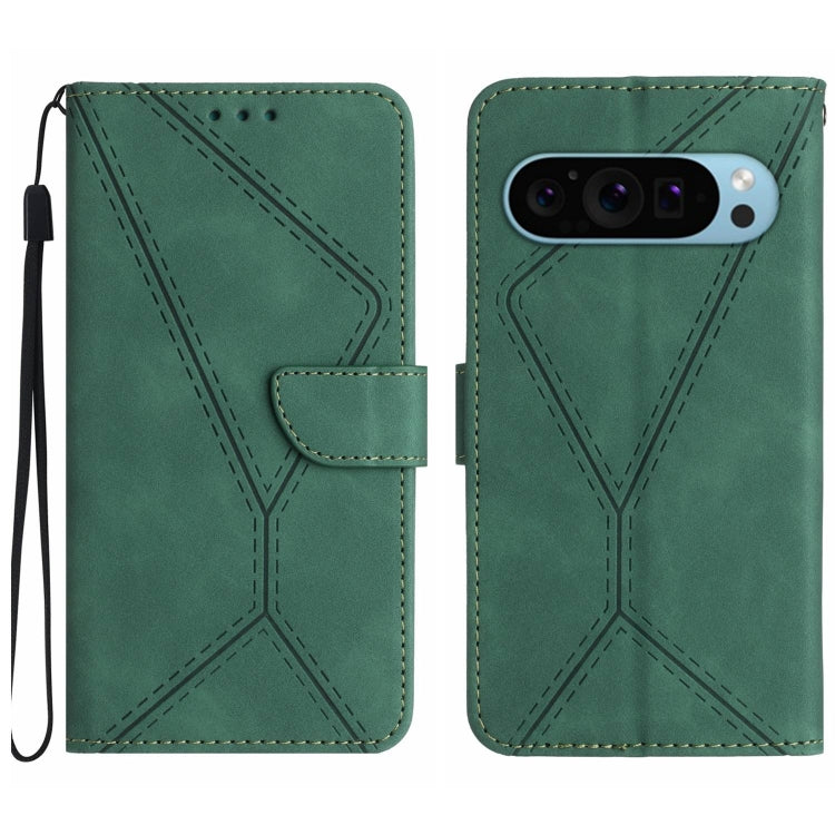 For Google Pixel 9 Pro Stitching Embossed Leather Phone Case(Green) - Google Cases by PMC TechLife | Online Shopping South Africa | PMC TechLife | Buy Now Pay Later Mobicred