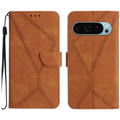 For Google Pixel 9 Stitching Embossed Leather Phone Case(Brown) - Google Cases by PMC Jewellery | Online Shopping South Africa | PMC Jewellery | Buy Now Pay Later Mobicred