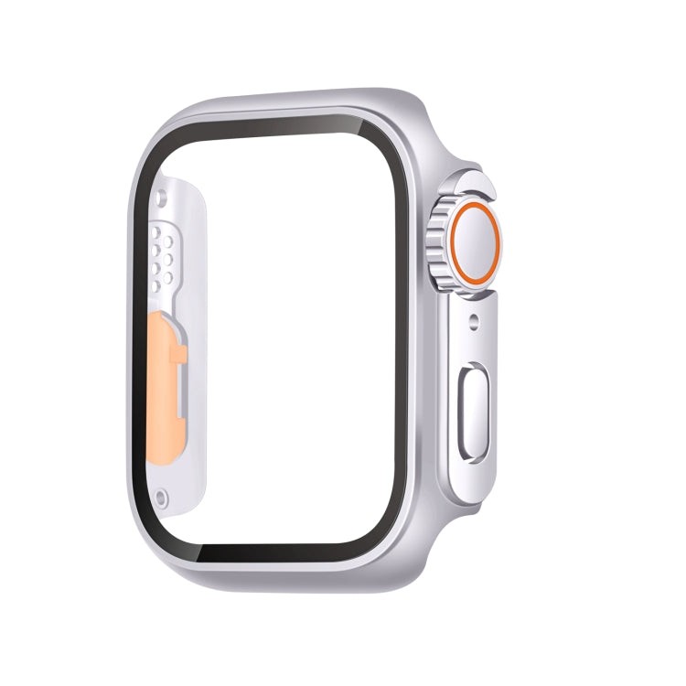 For Apple Watch Series 9 / 8 / 7 41mm Tempered Film Hybrid PC Integrated Watch Case(Silver Orange) - Watch Cases by PMC Jewellery | Online Shopping South Africa | PMC Jewellery