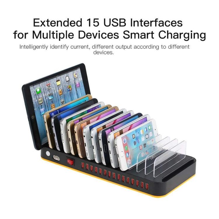 WLX-815P 180W 15 Ports USB Fast Charging Dock Smart Charger with Holder, US Plug - Multifunction Charger by PMC Jewellery | Online Shopping South Africa | PMC Jewellery | Buy Now Pay Later Mobicred