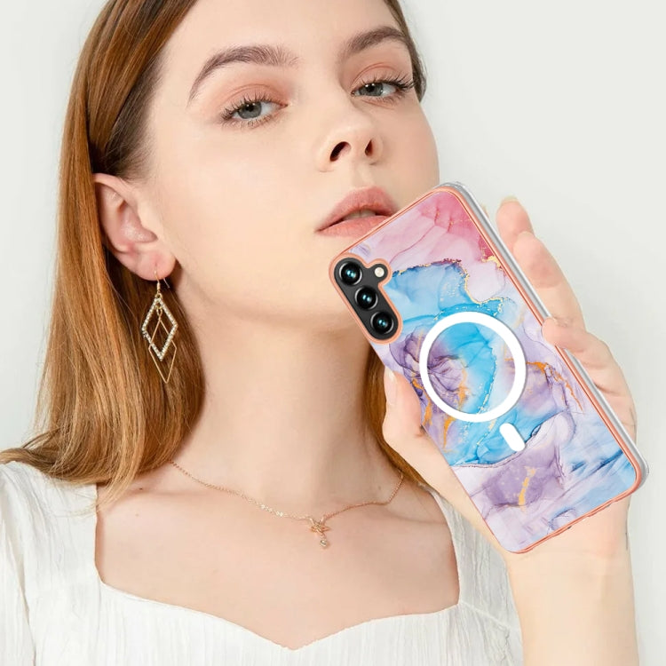 For Samsung Galaxy A54 5G Marble Pattern Dual-side IMD Magsafe TPU Phone Case(Blue Marble) - Galaxy Phone Cases by PMC Jewellery | Online Shopping South Africa | PMC Jewellery