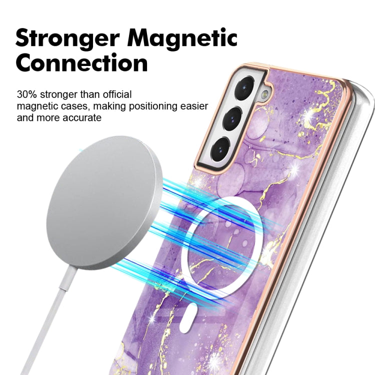 For Samsung Galaxy S21 FE 5G Marble Pattern Dual-side IMD Magsafe TPU Phone Case(Purple 002) - Galaxy Phone Cases by PMC Jewellery | Online Shopping South Africa | PMC Jewellery