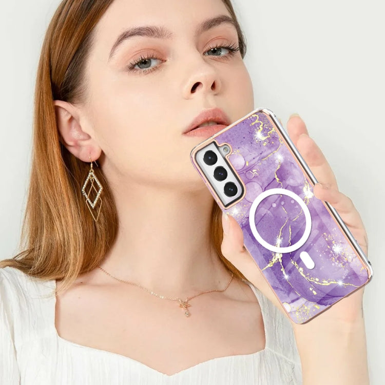 For Samsung Galaxy S21 FE 5G Marble Pattern Dual-side IMD Magsafe TPU Phone Case(Purple 002) - Galaxy Phone Cases by PMC Jewellery | Online Shopping South Africa | PMC Jewellery