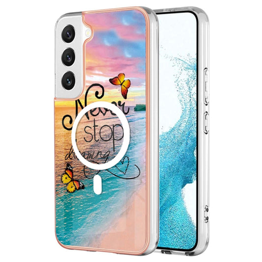 For Samsung Galaxy S22 5G Marble Pattern Dual-side IMD Magsafe TPU Phone Case(Dream Butterfly) - Galaxy S22 5G Cases by PMC Jewellery | Online Shopping South Africa | PMC Jewellery