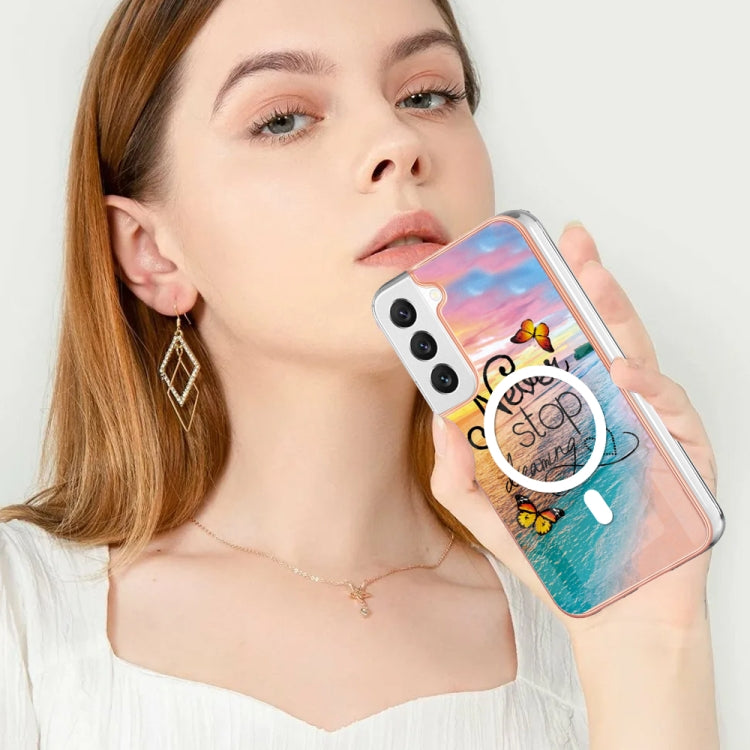 For Samsung Galaxy S22 5G Marble Pattern Dual-side IMD Magsafe TPU Phone Case(Dream Butterfly) - Galaxy S22 5G Cases by PMC Jewellery | Online Shopping South Africa | PMC Jewellery