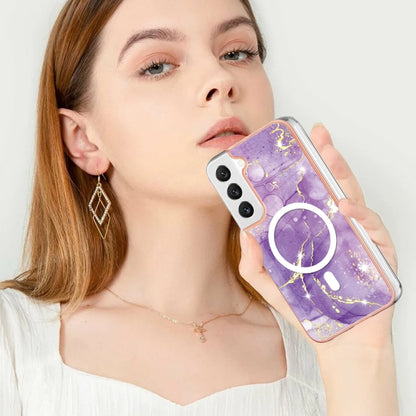 For Samsung Galaxy S23 5G Marble Pattern Dual-side IMD Magsafe TPU Phone Case(Purple 002) - Galaxy S23 5G Cases by PMC Jewellery | Online Shopping South Africa | PMC Jewellery