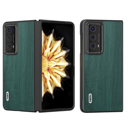 For Honor Magic V2 ABEEL Wood Texture PU Phone Case(Green) - Honor Cases by PMC Jewellery | Online Shopping South Africa | PMC Jewellery | Buy Now Pay Later Mobicred