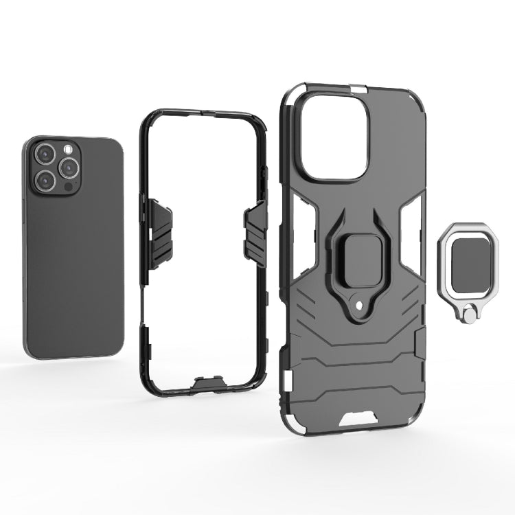 For iPhone 16 Pro Max Shockproof PC + TPU Holder Phone Case(Black) - iPhone 16 Pro Max Cases by PMC TechLife | Online Shopping South Africa | PMC TechLife | Buy Now Pay Later Mobicred