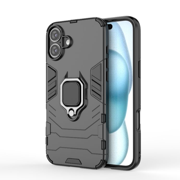 For iPhone 16 Plus Shockproof PC + TPU Holder Phone Case(Black) - iPhone 16 Plus Cases by PMC TechLife | Online Shopping South Africa | PMC TechLife | Buy Now Pay Later Mobicred