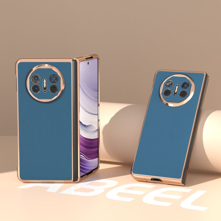 For Huawei Mate X5 Genuine Leather Silk Series Nano Plating Phone Case(Blue) - Huawei Cases by PMC TechLife | Online Shopping South Africa | PMC TechLife | Buy Now Pay Later Mobicred