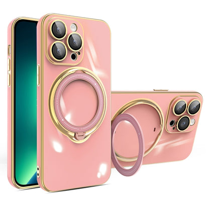 For iPhone 13 Pro Multifunction Electroplating MagSafe Holder Phone Case(Pink) - iPhone 13 Pro Cases by PMC Jewellery | Online Shopping South Africa | PMC Jewellery