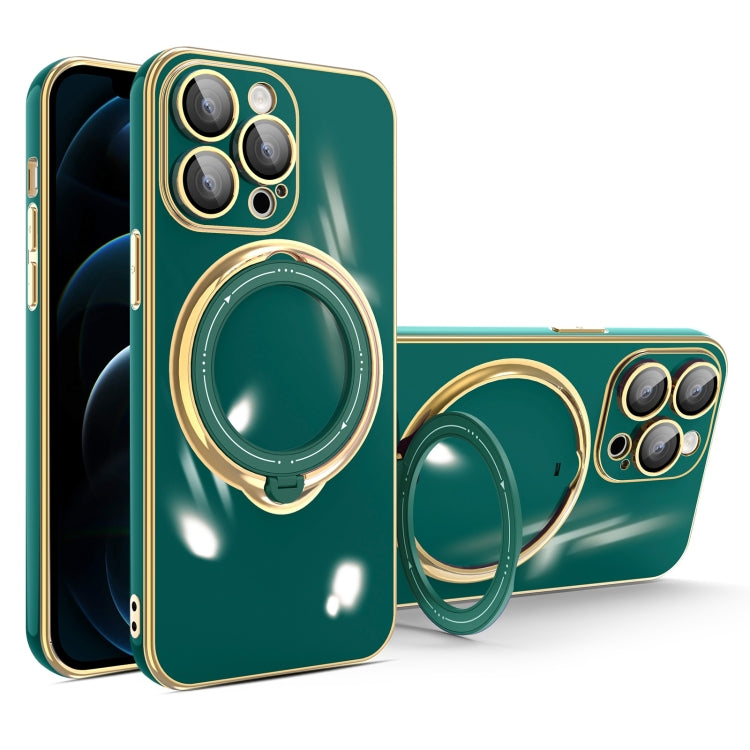 For iPhone 12 Pro Multifunction Electroplating MagSafe Holder Phone Case(Dark Green) - free shipping - PMC TechLife - Order now!