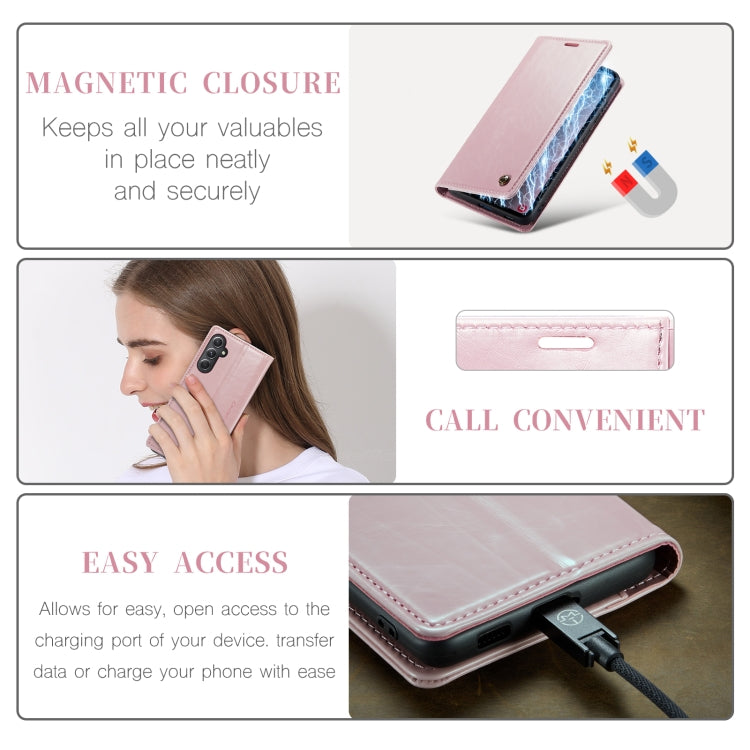 For Samsung Galaxy S23 FE CaseMe-003 PU + PC Business Style Crazy Horse Texture Leather Phone Case(Pink) - Galaxy S23 FE 5G Cases by CaseMe | Online Shopping South Africa | PMC Jewellery | Buy Now Pay Later Mobicred