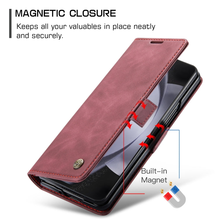 For Samsung Galaxy Z Fold5 CaseMe-013 Multifunctional Retro Frosted Leather Phone Case(Wine Red) - Galaxy Z Fold5 Cases by CaseMe | Online Shopping South Africa | PMC Jewellery | Buy Now Pay Later Mobicred