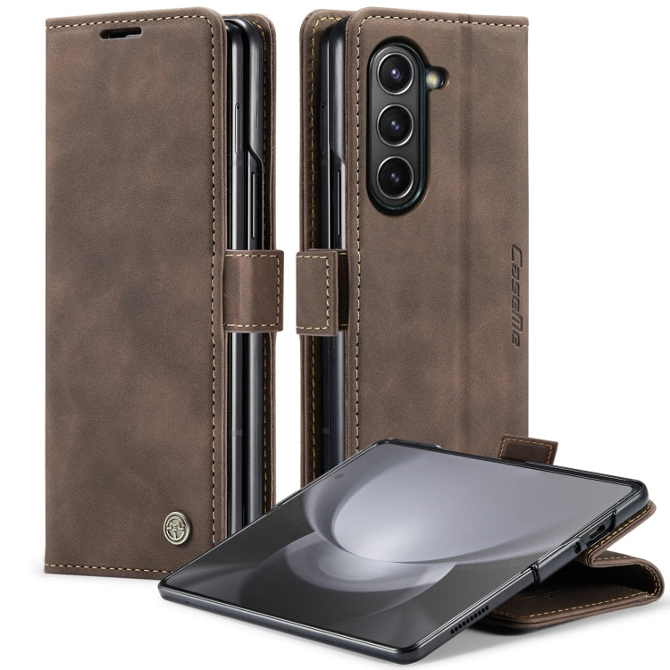 For Samsung Galaxy Z Fold5 CaseMe-013 Multifunctional Retro Frosted Leather Phone Case(Coffee) - Galaxy Z Fold5 Cases by CaseMe | Online Shopping South Africa | PMC Jewellery | Buy Now Pay Later Mobicred