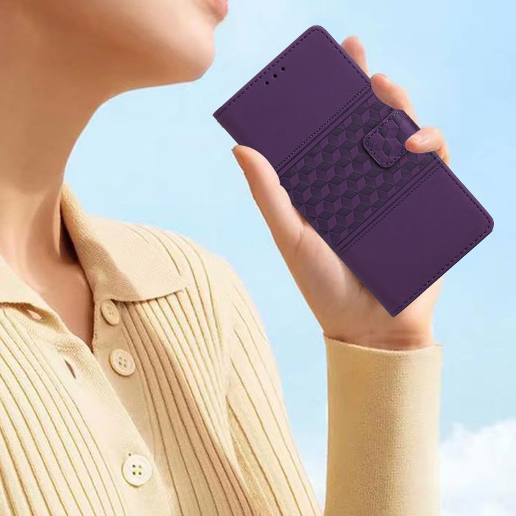 For iPhone 16 Diamond Embossed Skin Feel Leather Phone Case(Purple) - iPhone 16 Cases by PMC TechLife | Online Shopping South Africa | PMC TechLife | Buy Now Pay Later Mobicred