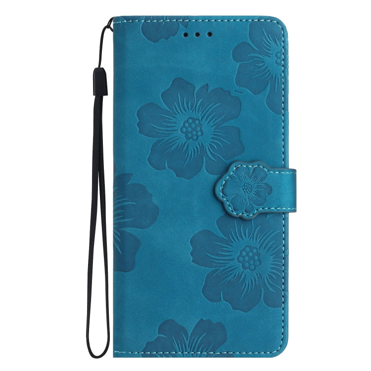 For iPhone 16 Plus Flower Embossing Pattern Leather Phone Case(Blue) - iPhone 16 Plus Cases by PMC Jewellery | Online Shopping South Africa | PMC Jewellery | Buy Now Pay Later Mobicred