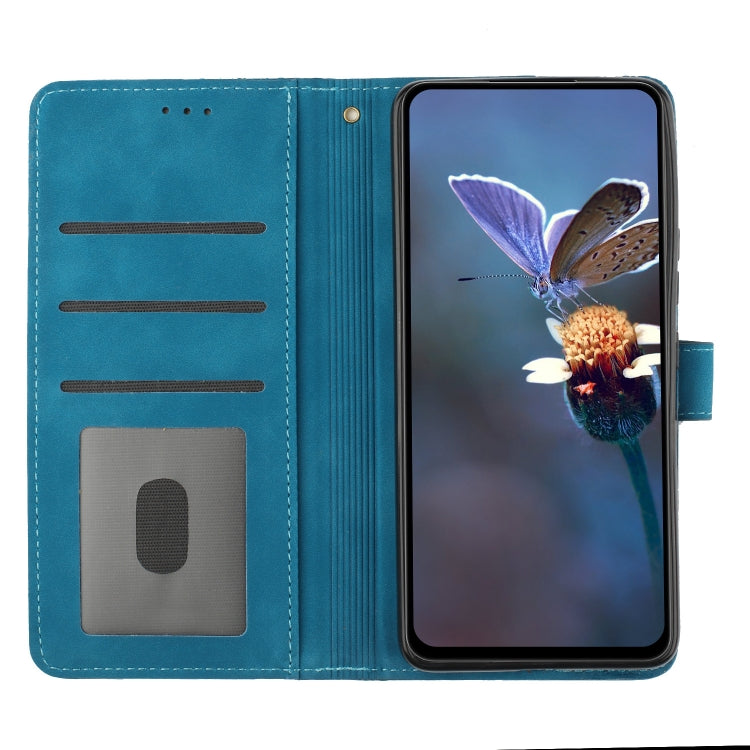 For iPhone 16 Pro Flower Embossing Pattern Leather Phone Case(Blue) - iPhone 16 Pro Cases by PMC TechLife | Online Shopping South Africa | PMC TechLife | Buy Now Pay Later Mobicred