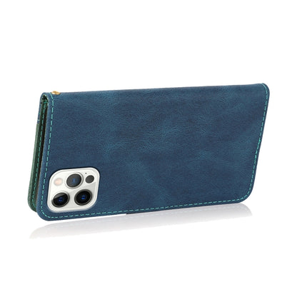 For iPhone 16 Pro Max Dual-color Stitching Leather Phone Case(Blue Green) - iPhone 16 Pro Max Cases by PMC Jewellery | Online Shopping South Africa | PMC Jewellery | Buy Now Pay Later Mobicred