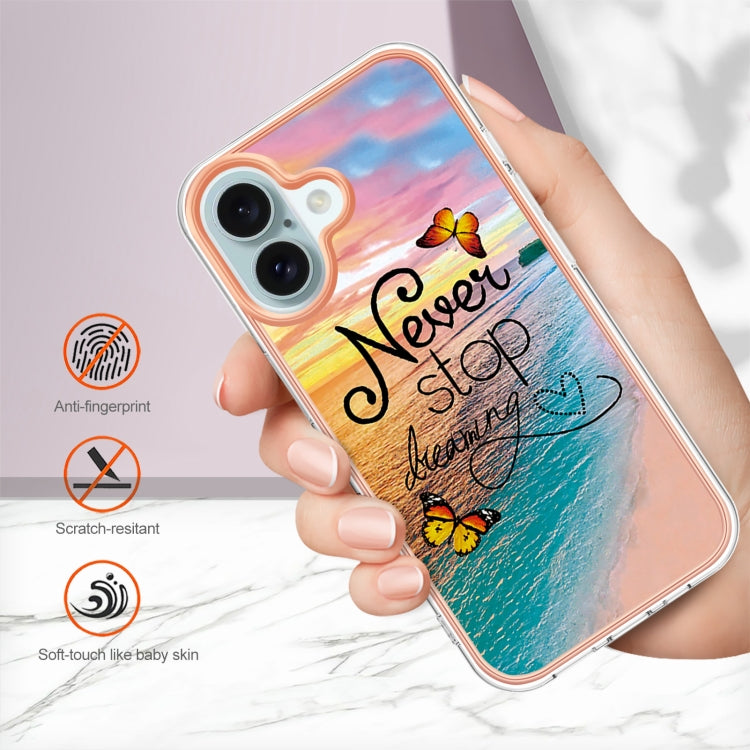 For iPhone 16 Plus Electroplating Pattern IMD TPU Shockproof Case(Dream Chasing Butterfly) - free shipping - PMC TechLife - Order now!
