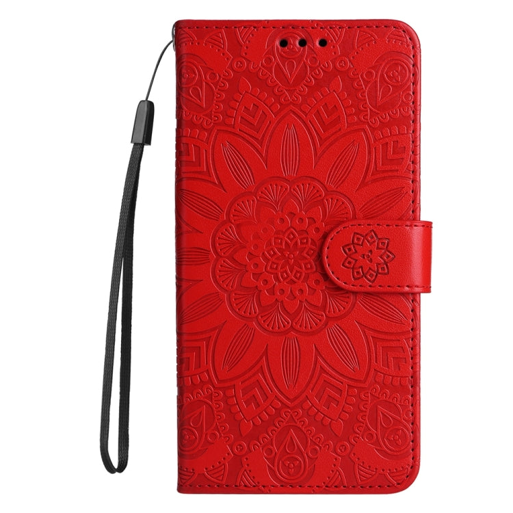 For Samsung Galaxy A25 5G Global Embossed Sunflower Leather Phone Case(Red) - Galaxy Phone Cases by PMC TechLife | Online Shopping South Africa | PMC TechLife