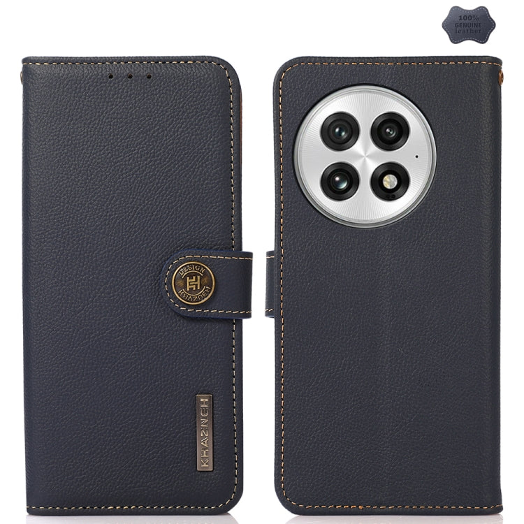 For OnePlus 13 KHAZNEH Custer Genuine Leather RFID Phone Case(Blue) - OnePlus Cases by PMC TechLife | Online Shopping South Africa | PMC TechLife | Buy Now Pay Later Mobicred